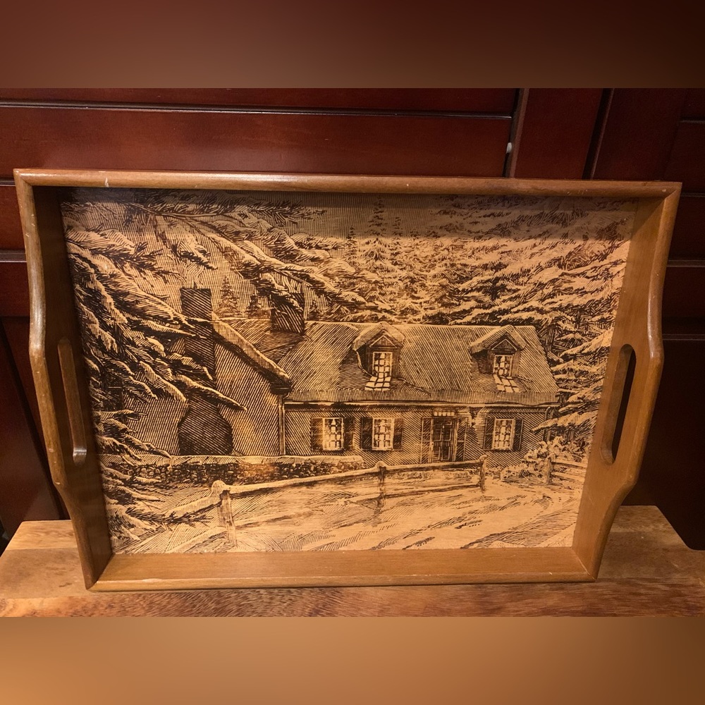 *SOLD* Vintage Wooden Serving Tray House of Lloyd Cabin in the Woods